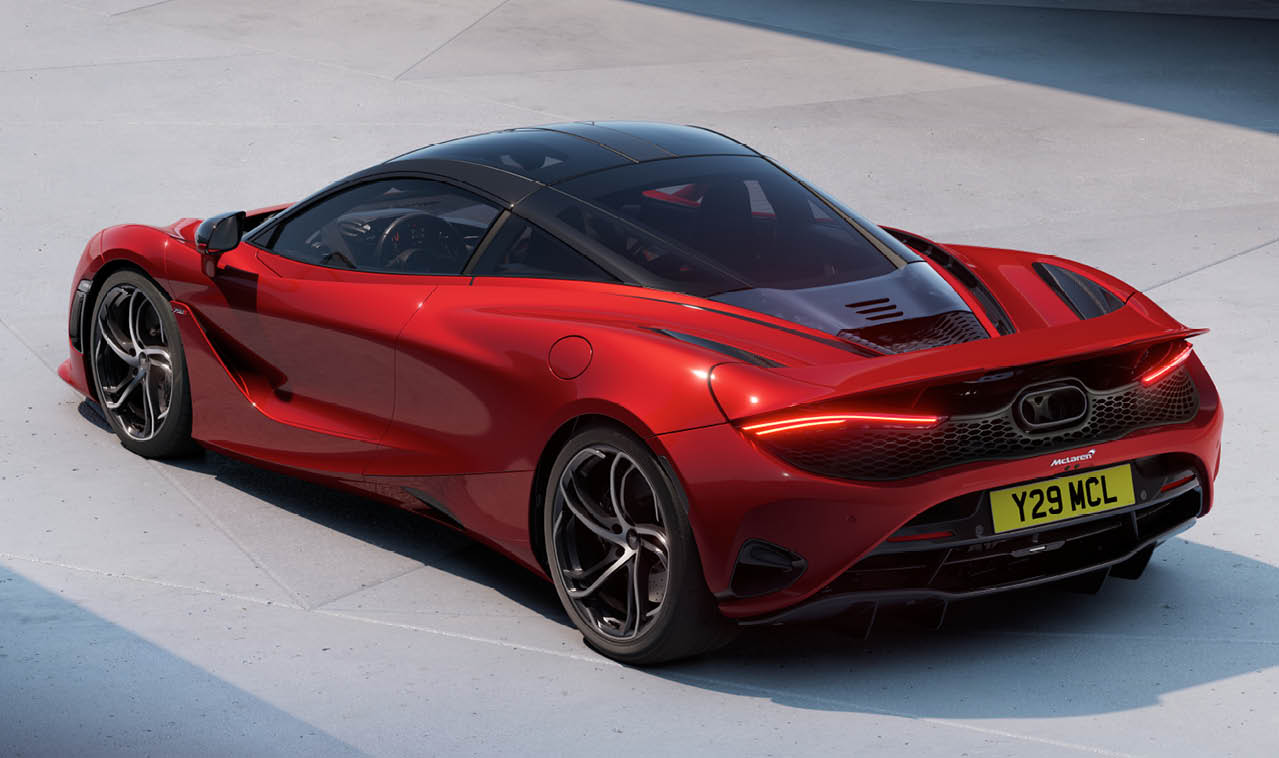 Exterior rear profile of the Mclaren 750S Coupe
