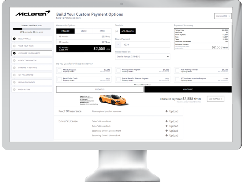 IMac on page customizing payment