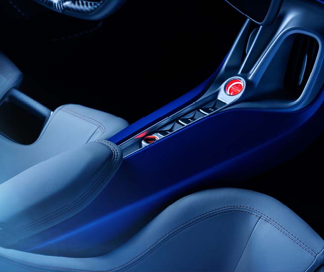 Interior Elva shift controls and buttons